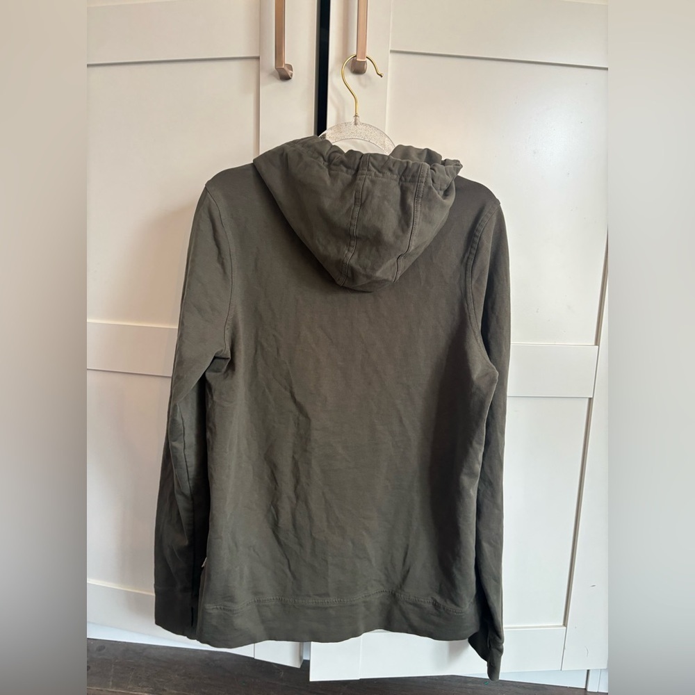 Pact Organic Cotton Rec Zip-Up Hoodie with Drawstring Hood Olive Green Medium - Picture 3 of 4